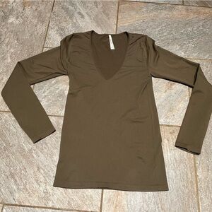 Babaton Polo Collar Green Long Sleeve Bodysuit